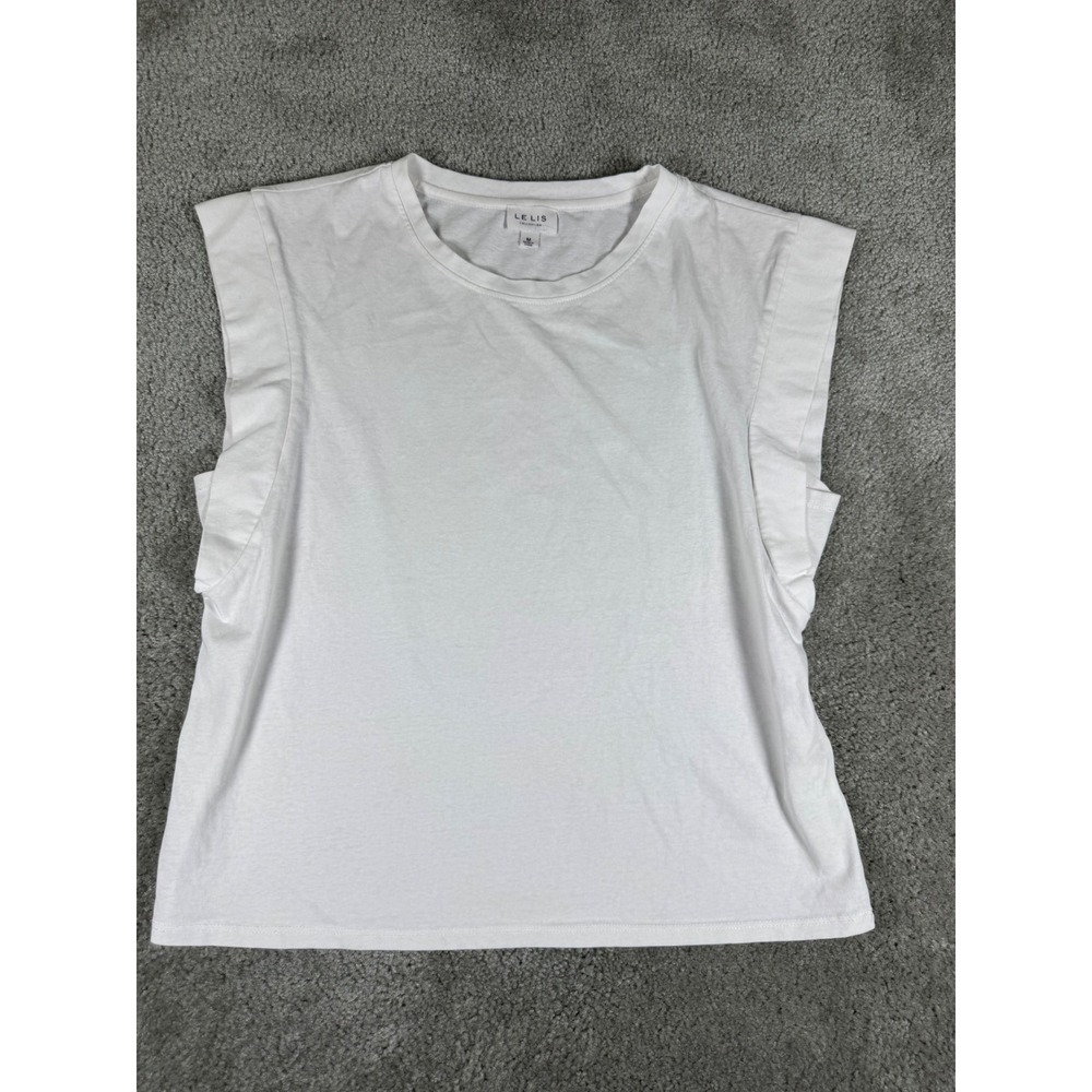 Le Lis Collection White Padded Shoulder Muscle Tee Sleeveless Top MT1554 Mens M